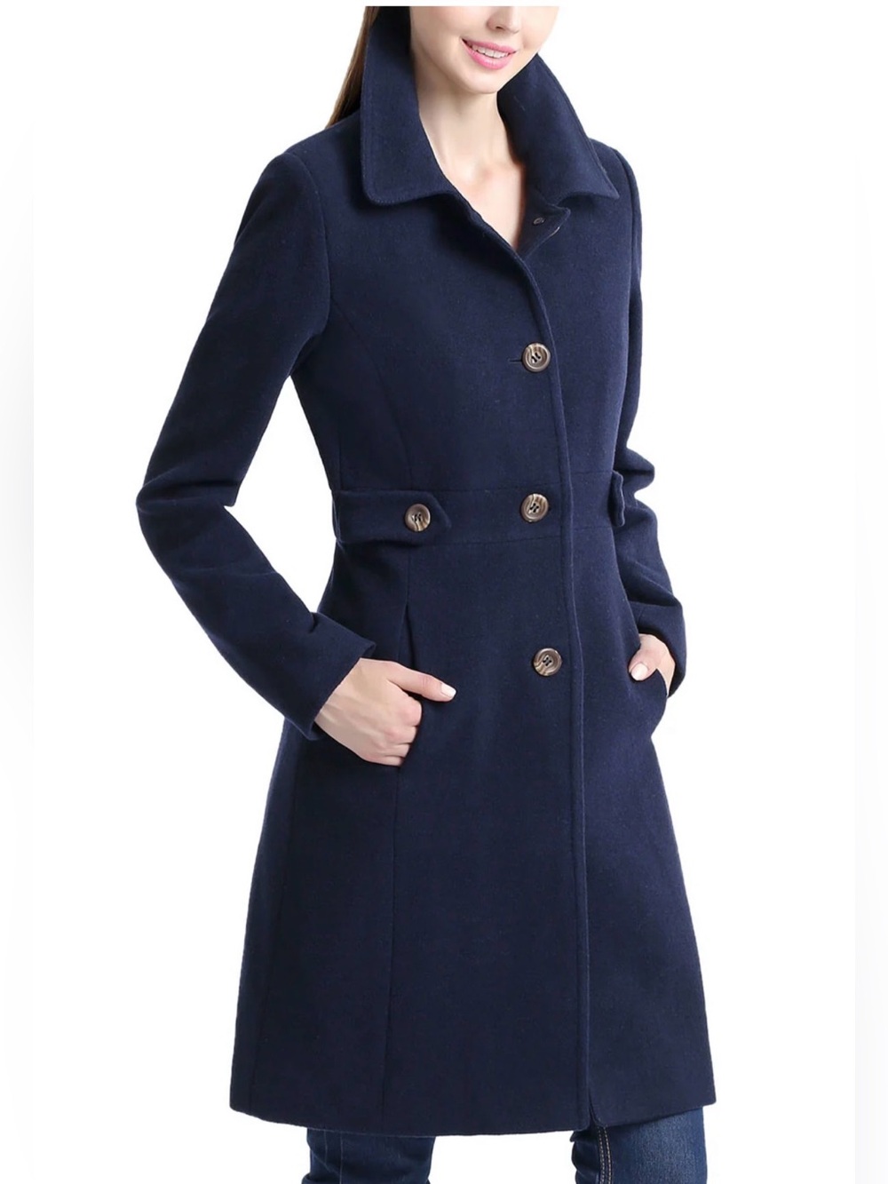 NWT!!  Kimi + Kai "Elise" Wool Blend Walking Coat in navy - Medium